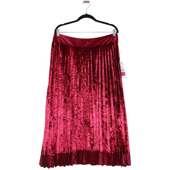 SETRMS Pink Red Velvet Midi Skirt Xlarge Size 12 - Picture 1 of 4